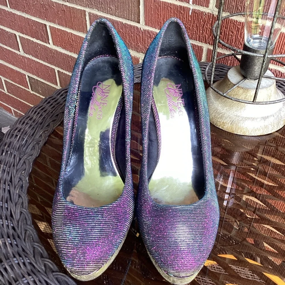 Nine & Company Iridescent Purple Stiletto Heels Size 7